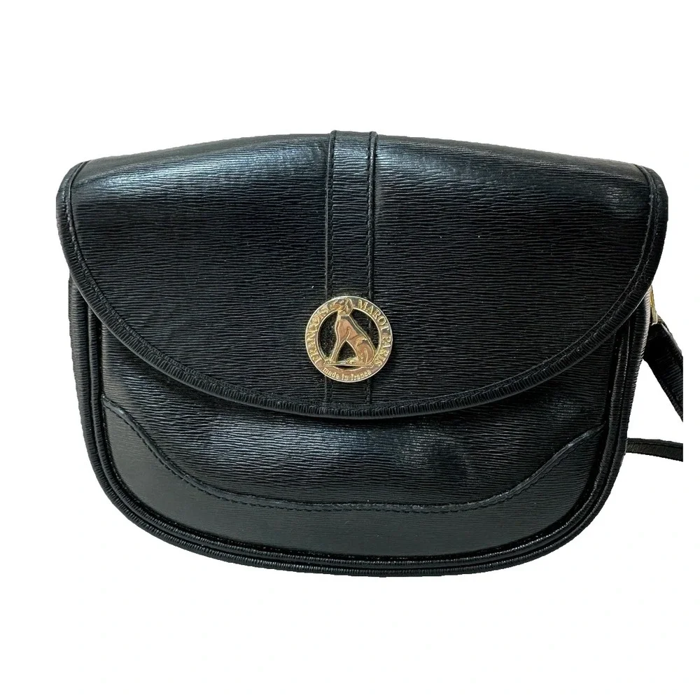 Vintage Francois Marot Paris Black Crossbody Shoulder Bag Made In France